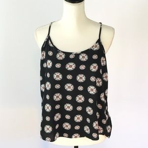 Mudd Spaghetti Strap Black and White Print Top